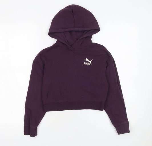 Puma Girls Purple Hoodie 11-12 Years Pullover Sports Style Sweatshirt