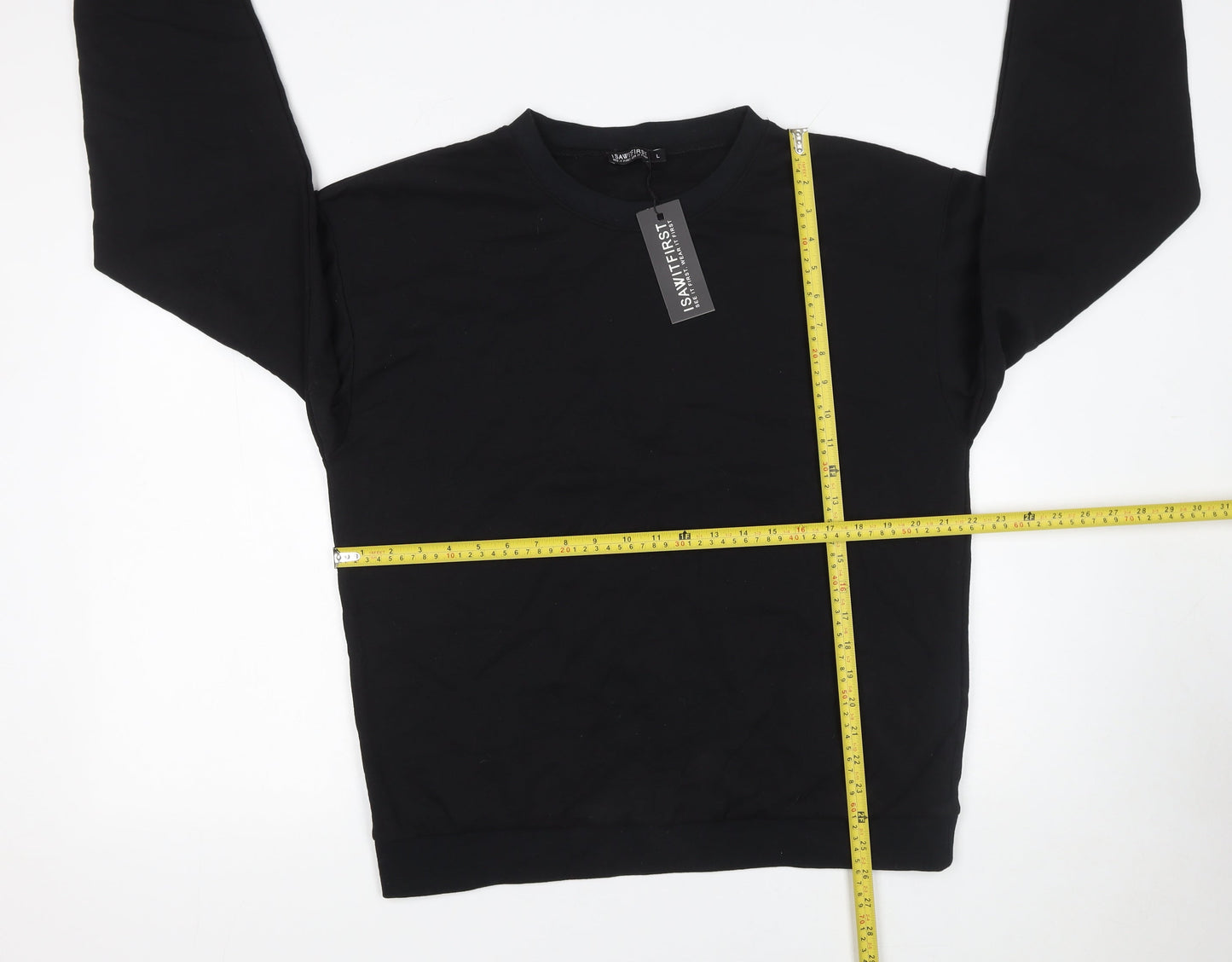 I Saw It First Womens Black L Pullover Sweatshirt Cotton Blend