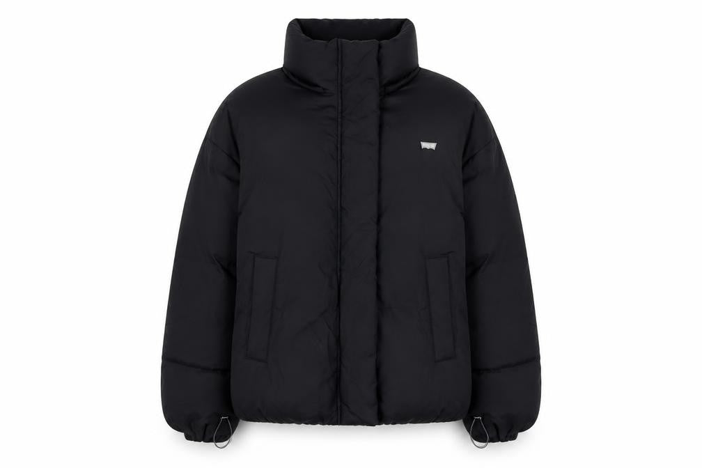Levi's Women's Black Puffer Jacket Small Polyester Zip Winter Warm Coat