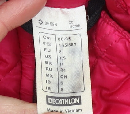 Quechua Women's Pink Size 8 Slim Fit Insulated Full Zip Hiking Jacket