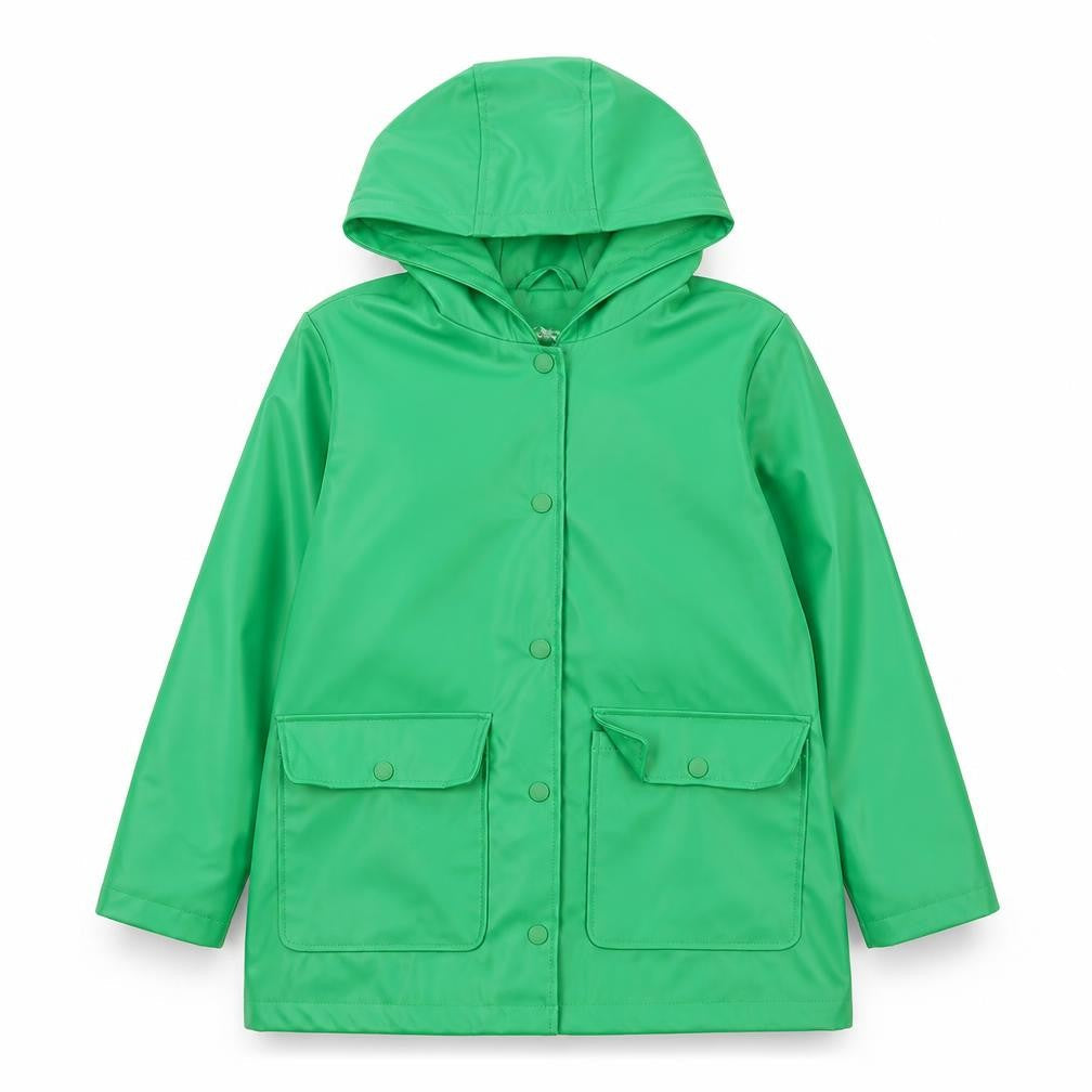Zara Boys Green Hooded Rain Coat 11-12 Years Waterproof Mid-Length