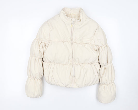 Matalan Girls Ivory Puffer Jacket 13 Years Short Zip Winter Coat