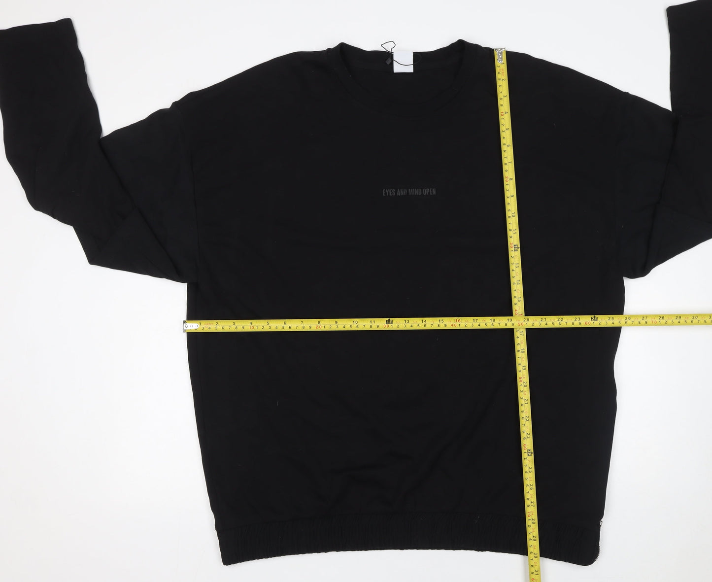 Zara Men's Black Long Sleeve Crew Neck Graphic T-Shirt XL