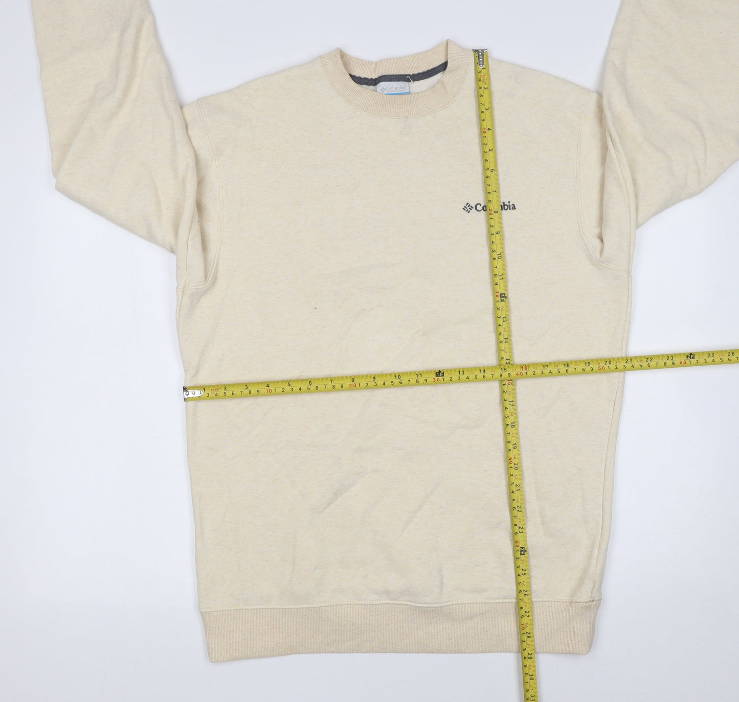 Columbia Men Beige Cotton Blend Crew Neck Sweatshirt M