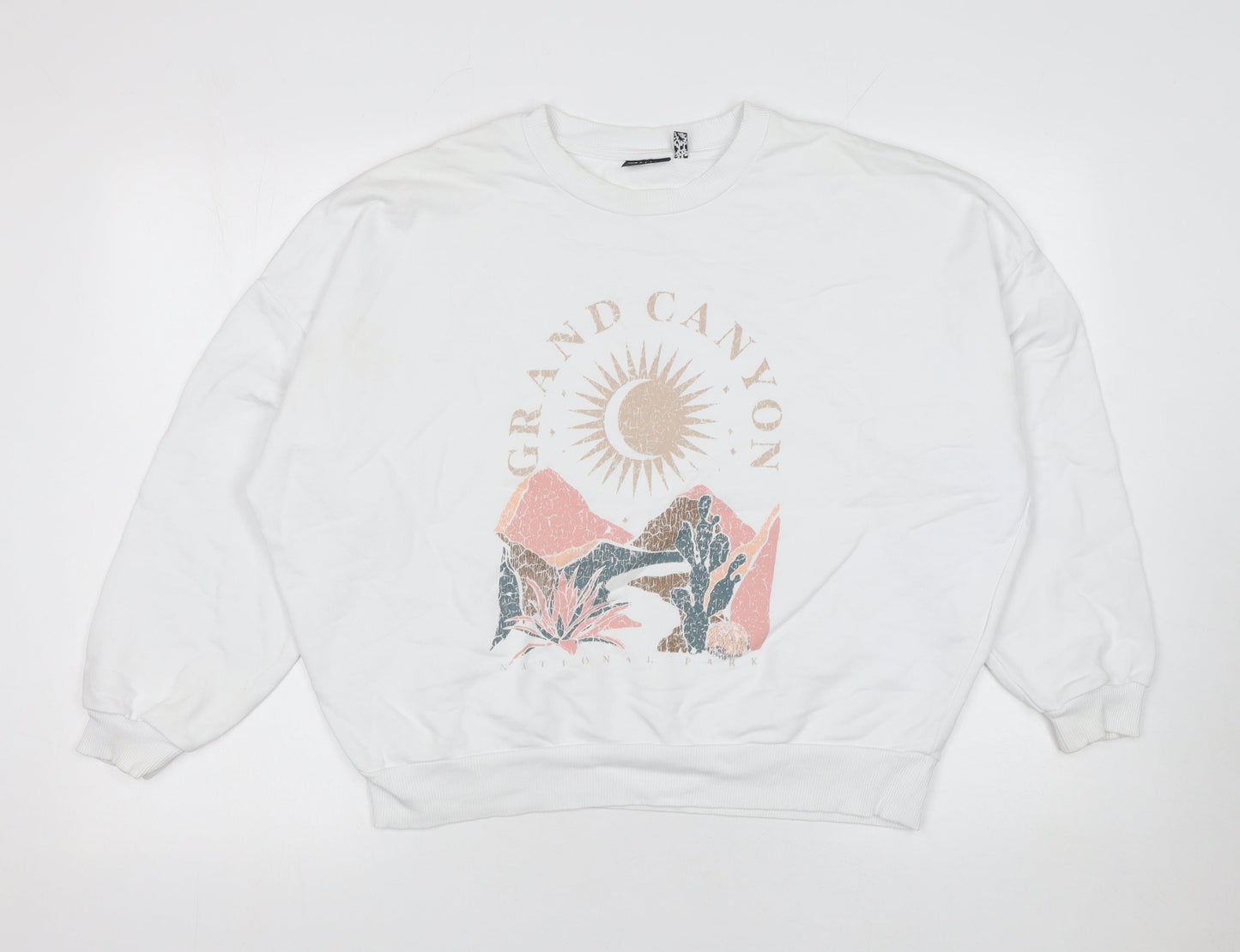 ASOS Design Women White Cotton Grand Canyon Graphic Pullover Sweatshirt Size 10