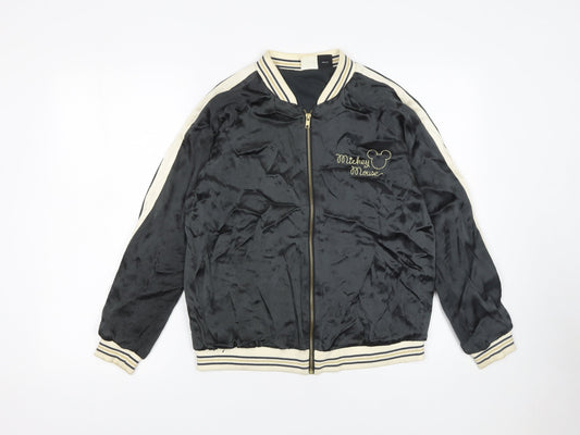 Zara Girls Black Mickey Mouse Bomber Jacket 13-14 Years