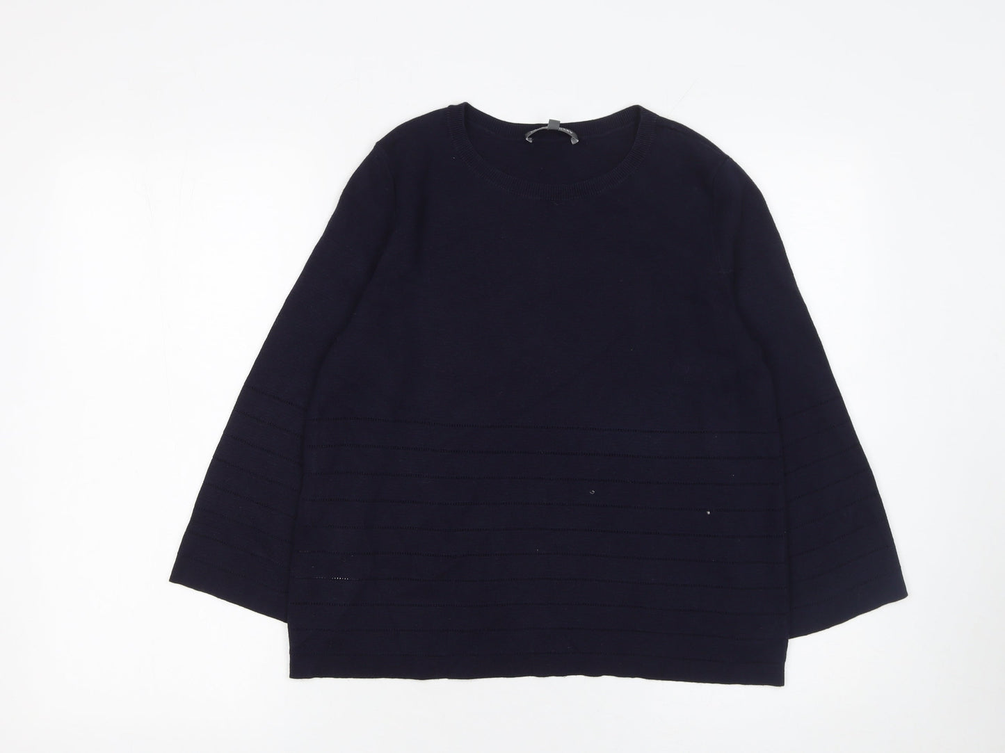 Laura Ashley Women Blue Cotton Modal Long Sleeve Jumper UK 10