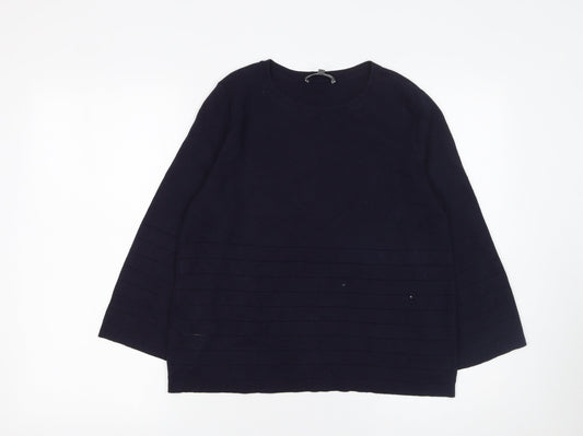 Laura Ashley Women Blue Cotton Modal Long Sleeve Jumper UK 10