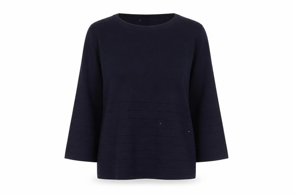 Laura Ashley Women Blue Cotton Modal Long Sleeve Jumper UK 10