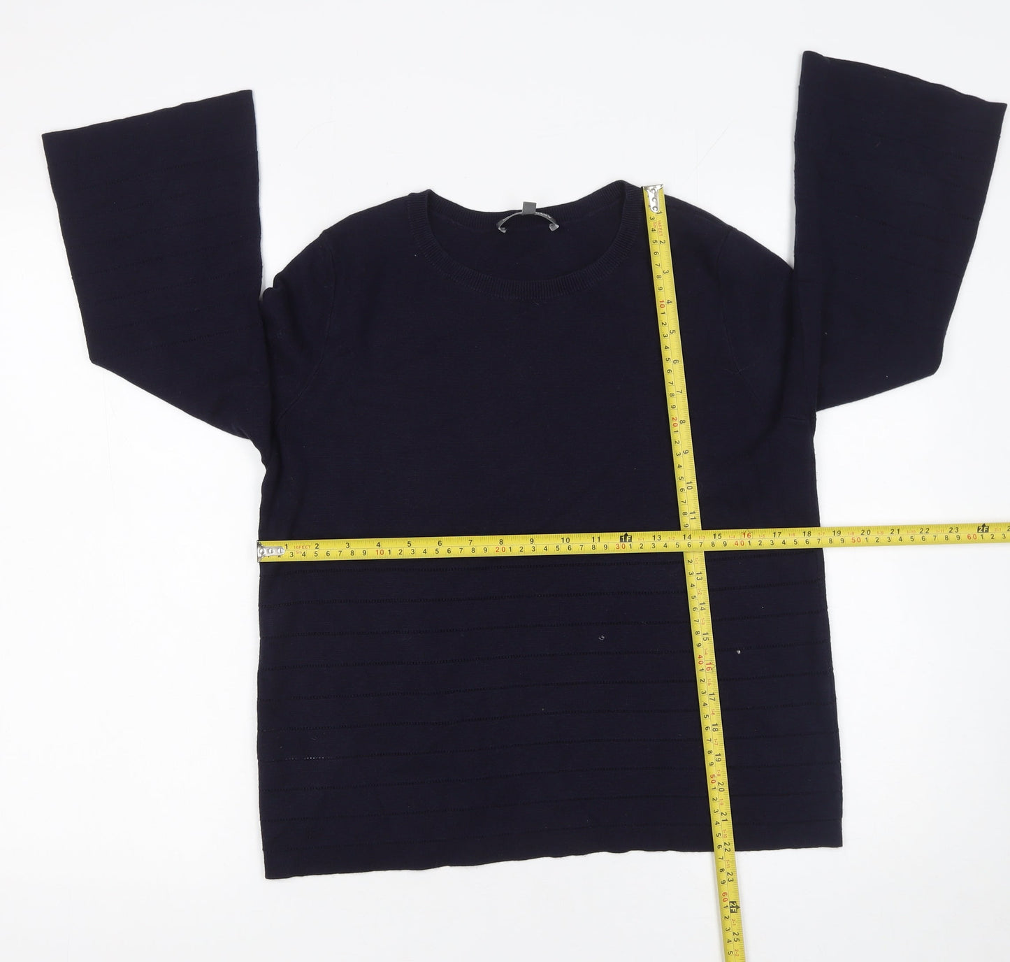 Laura Ashley Women Blue Cotton Modal Long Sleeve Jumper UK 10