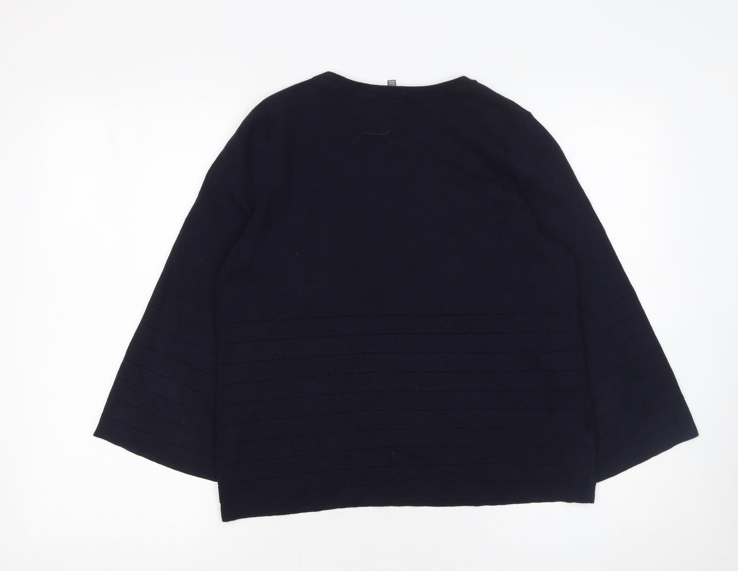 Laura Ashley Women Blue Cotton Modal Long Sleeve Jumper UK 10