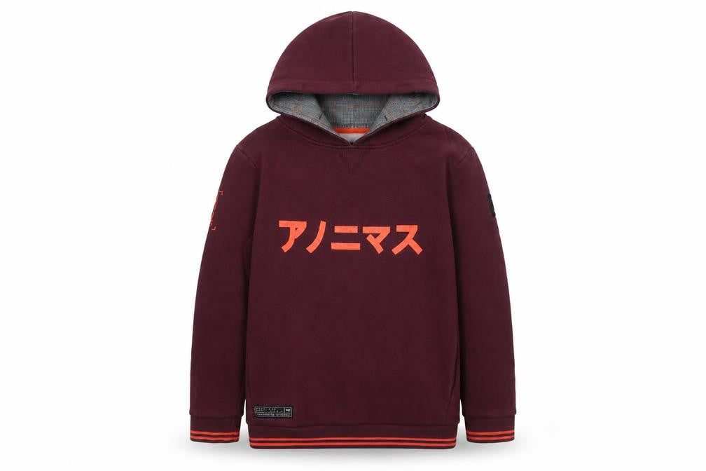 Anonimasu Unisex Kids Red Hoodie 11-12 Years Japanese Graphic Pullover