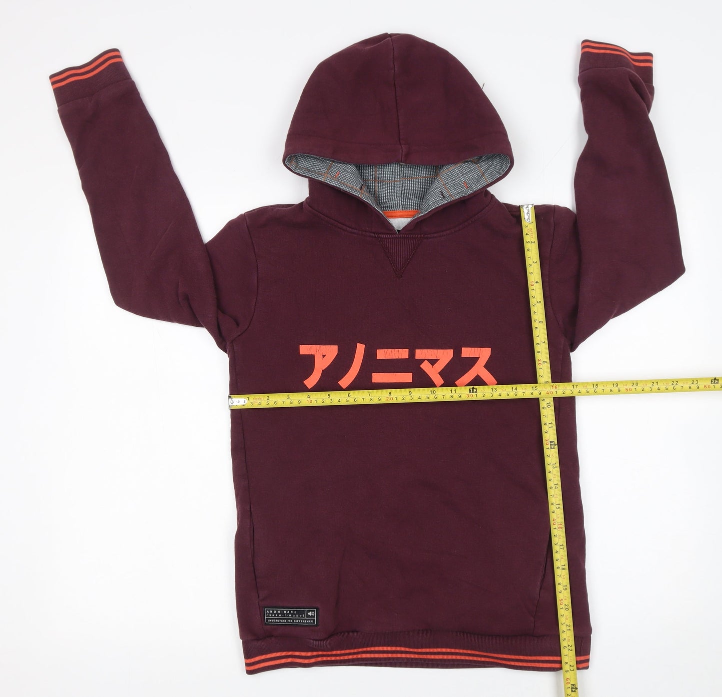 Anonimasu Unisex Kids Red Hoodie 11-12 Years Japanese Graphic Pullover