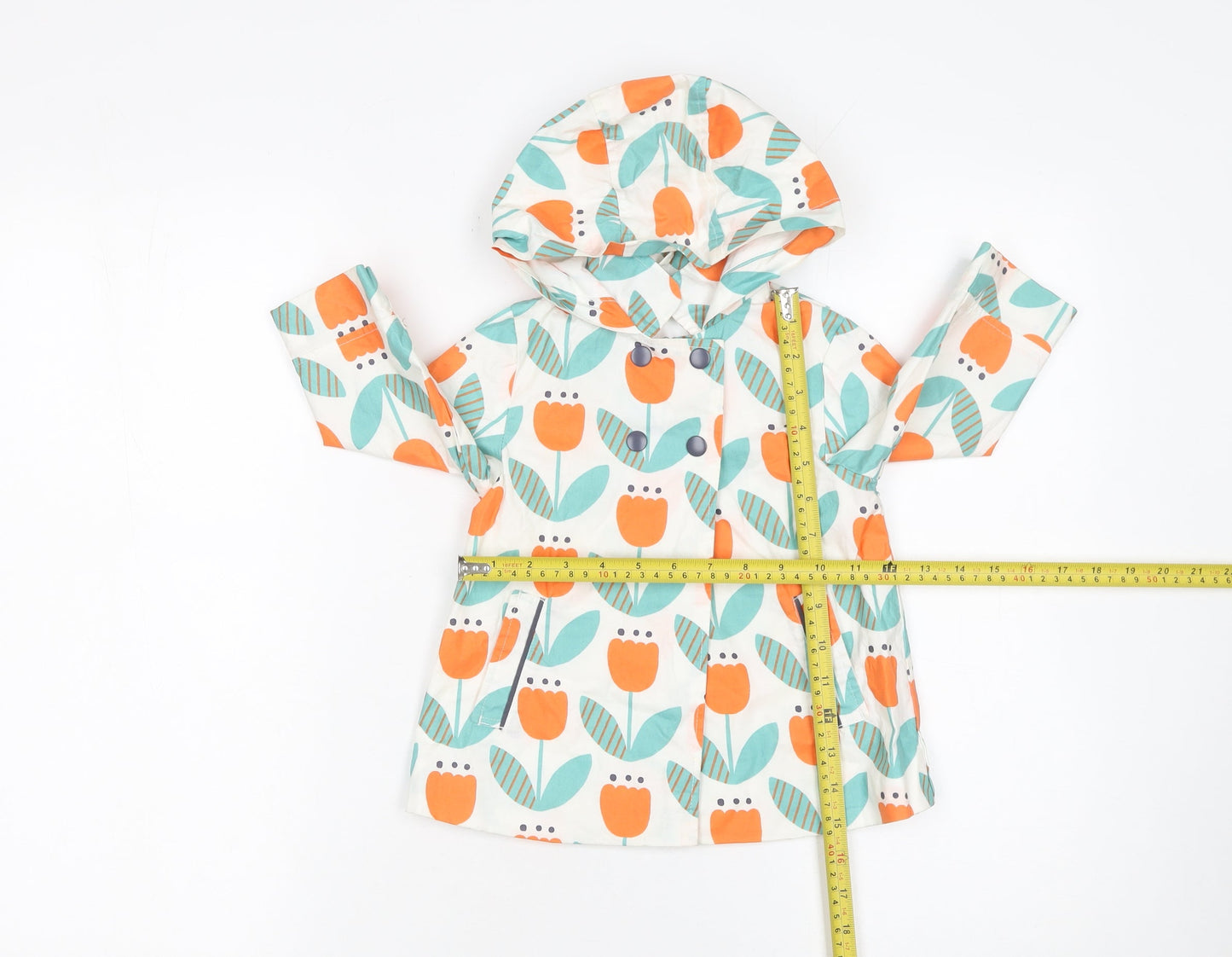 Next Unisex Baby Multicoloured 9-12 Months Hooded Floral Cotton Rain Coat