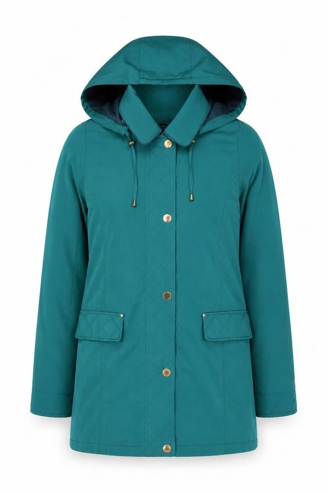 Isle Women’s Teal Hooded Quilted Jacket Size 10 Polyester Mid-Length