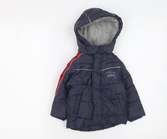 Designers at Debenhams Boys Blue Hooded Puffer Jacket 12-18 Months