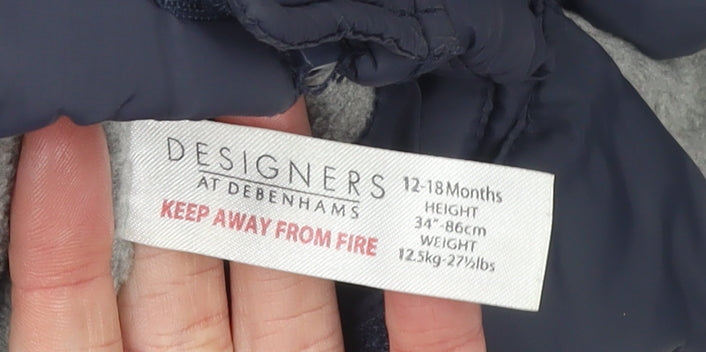 Designers at Debenhams Boys Blue Hooded Puffer Jacket 12-18 Months