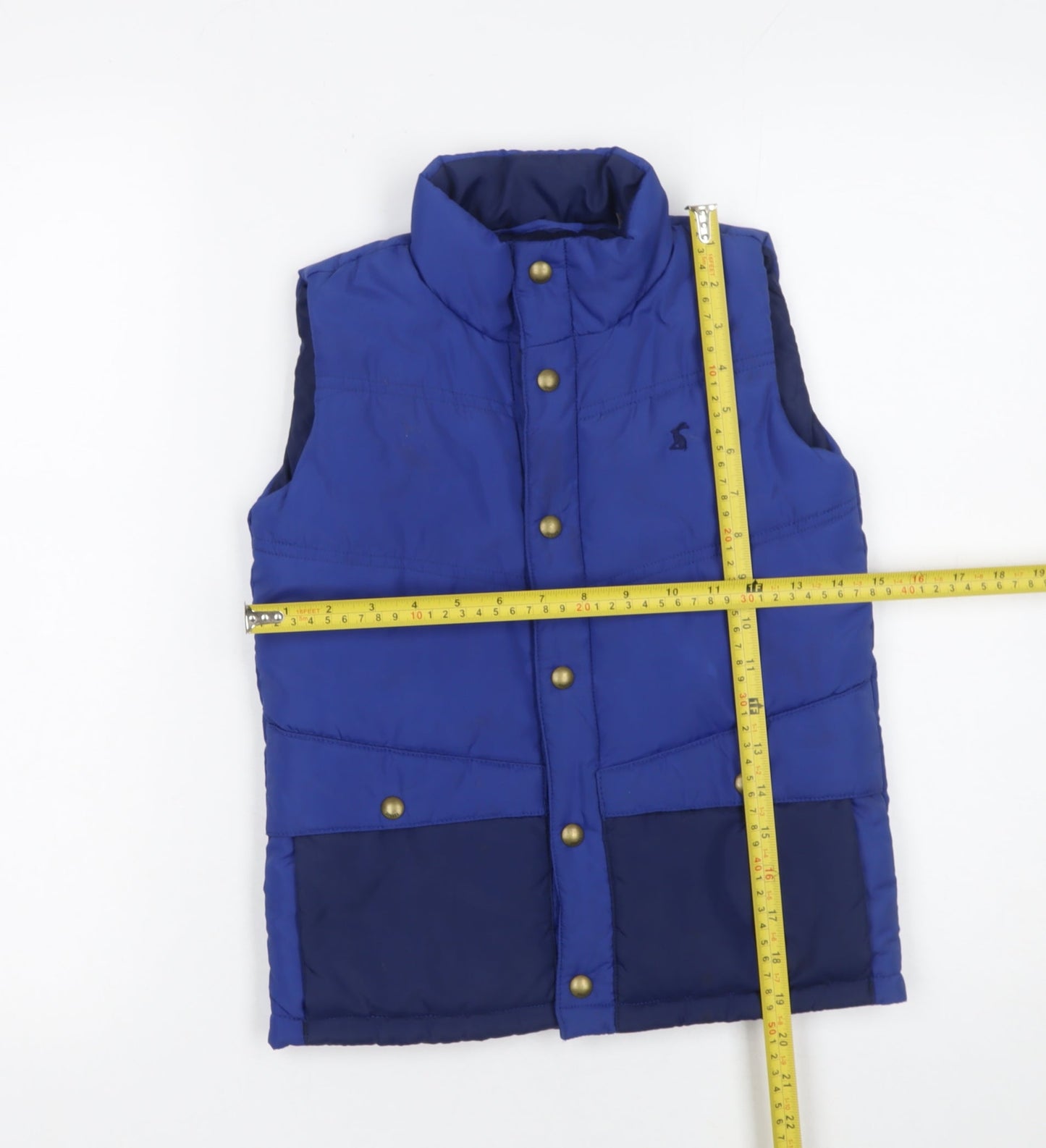 Joules Boys Blue Padded Bodywarmer Gilet 7 Years Polyester Snap Fastening