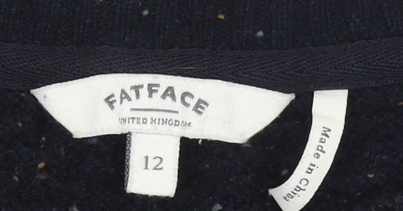 FatFace Womens Blue Crew Neck Long Sleeve Wool Blend Pullover Jumper Size 12