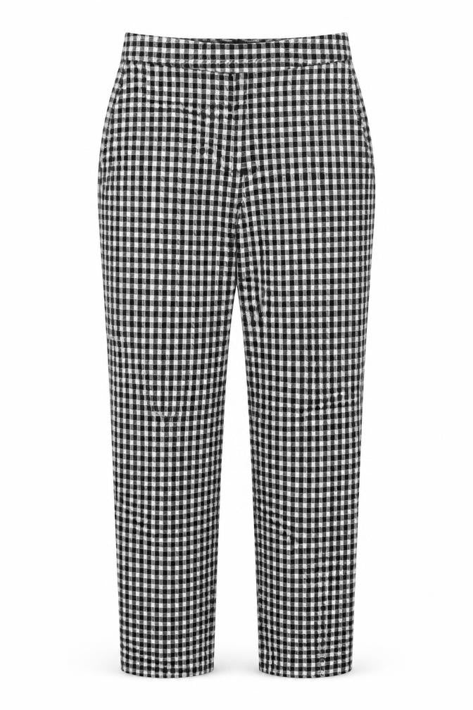 ZARA Women’s Black Check Cotton Blend Straight Trousers Size S