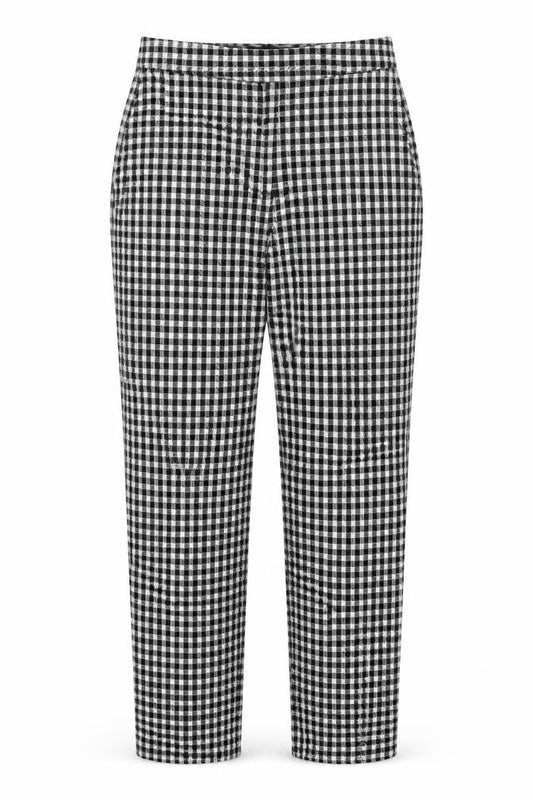 Zara Women’s Black Check Cotton Blend Straight Trousers Size S