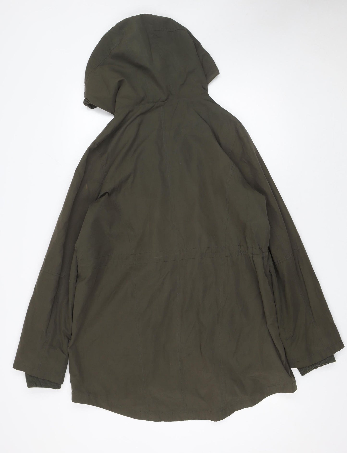 Oasis Womens Green Hooded Parka Coat Size M Cotton Nylon Mid-Length