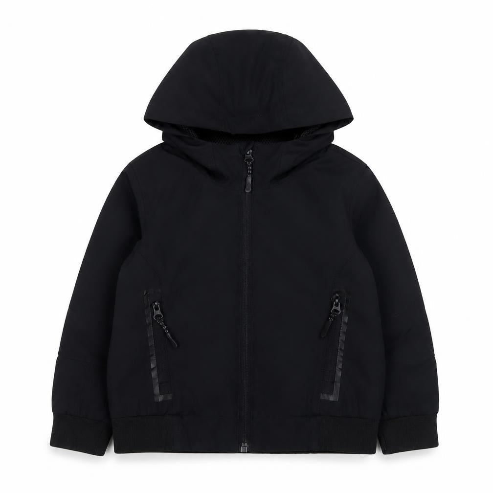 Bluezoo Boys Black Hooded Windbreaker Jacket Size 4-5 Years