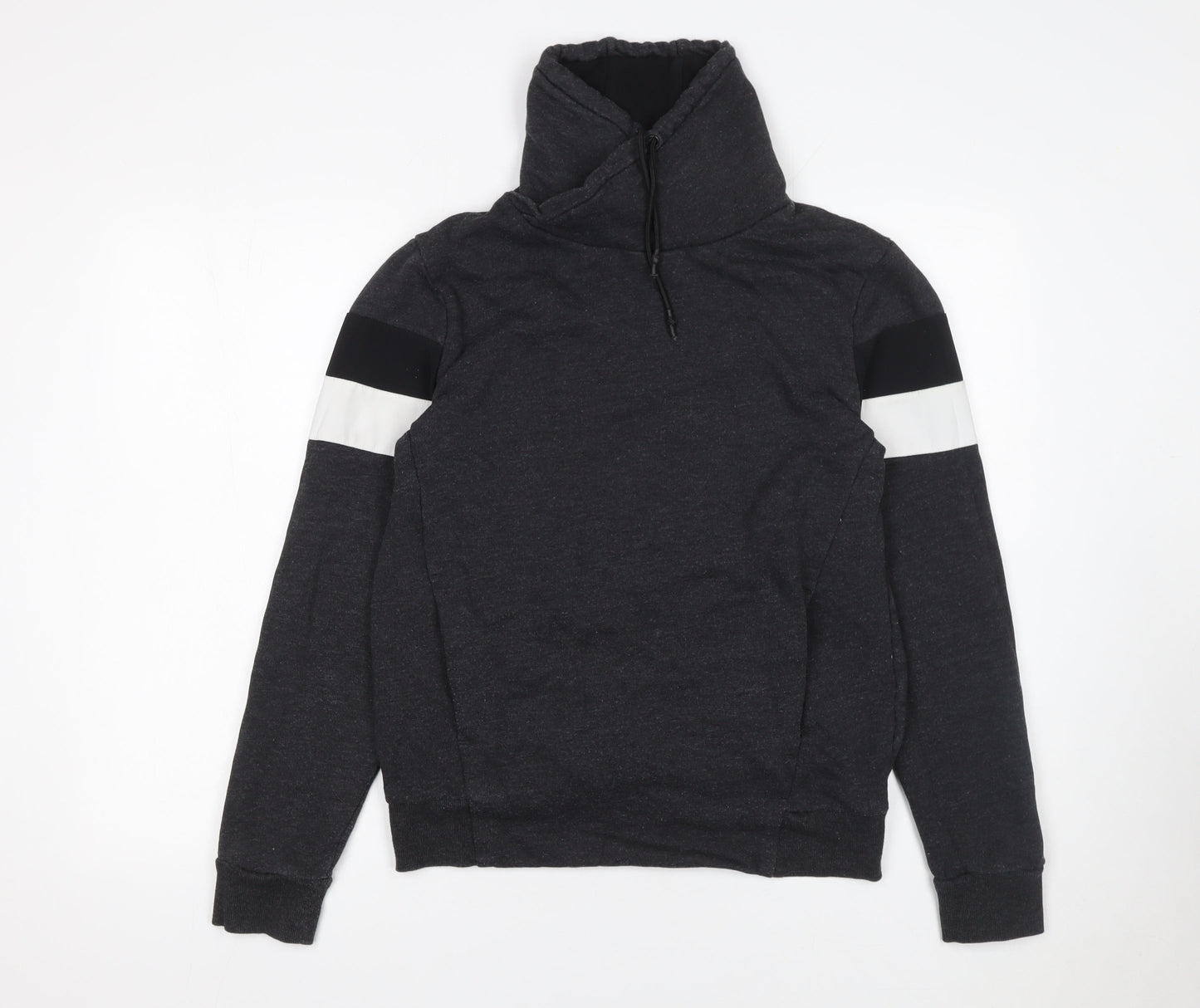H&M Mens Black High Neck Pullover Sweatshirt Size S Regular Fit
