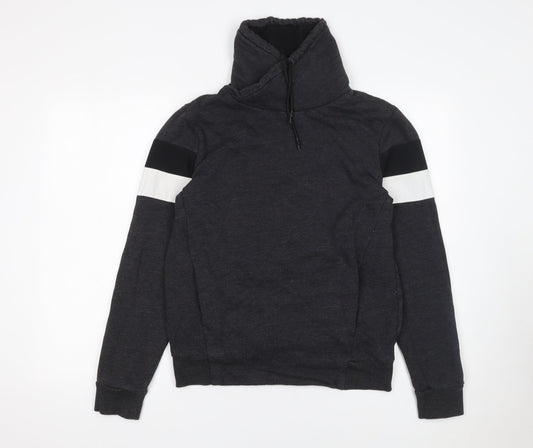 H&M Mens Black High Neck Pullover Sweatshirt Size S Regular Fit