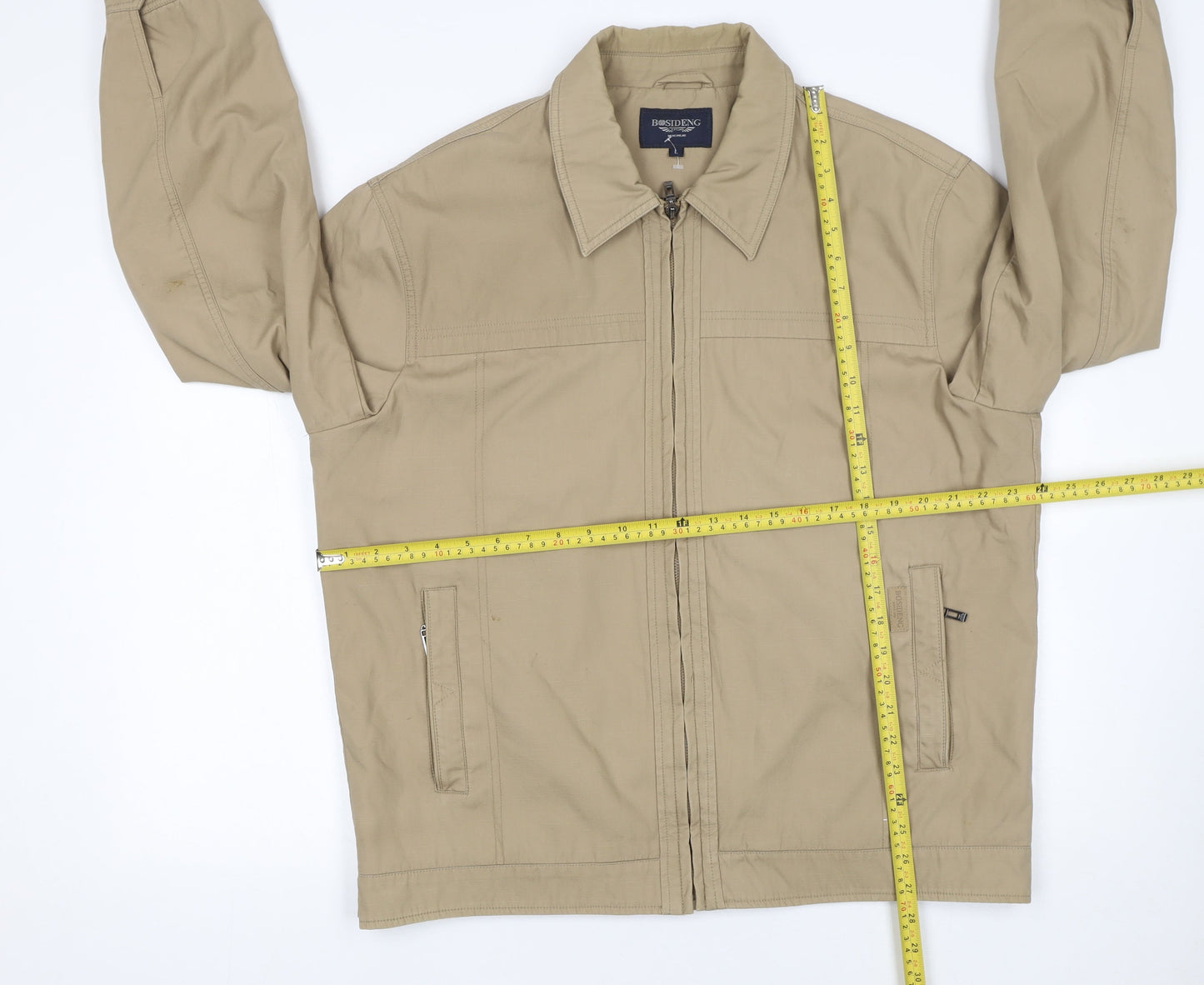 Bosideng Men's Beige Cotton Full Zip Casual Jacket Size L