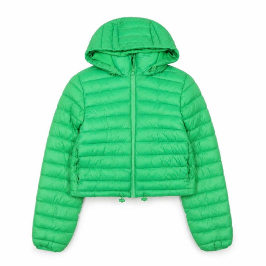 Primark Cares Womens Green 2XS Cropped Puffer Jacket Hooded Lightweight
