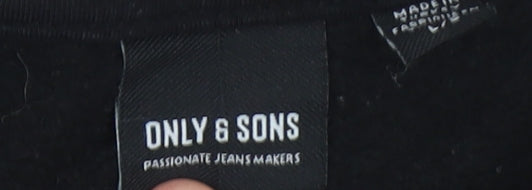 ONLY & SONS Men's Black Crew Neck Pullover Sweatshirt Size L