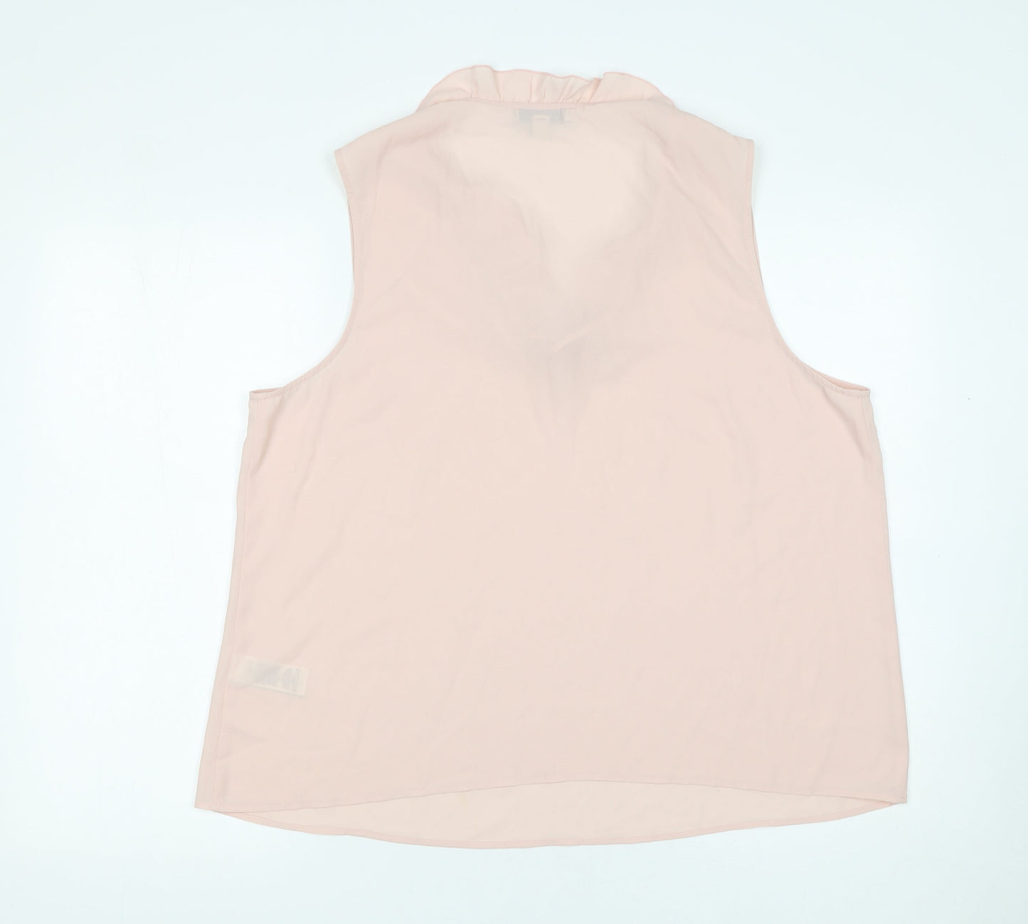 Marks and Spencer Womens Pink Ruffle Tie Neck Sleeveless Blouse Size 18