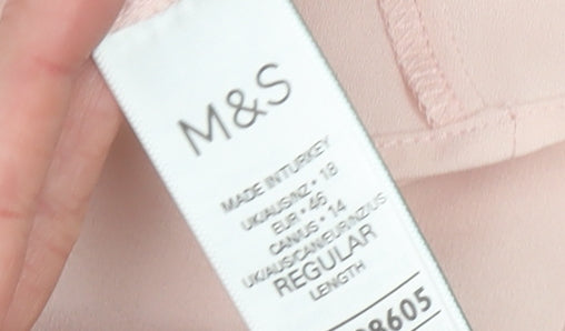 Marks and Spencer Womens Pink Ruffle Tie Neck Sleeveless Blouse Size 18