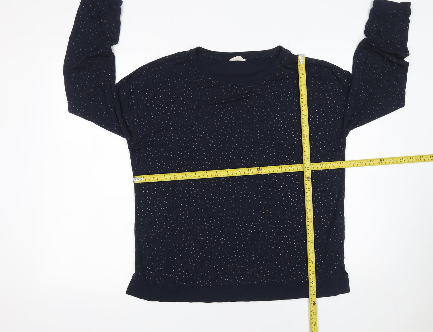Hush Women's Blue Polka Dot Long Sleeve Jersey T-Shirt Size S