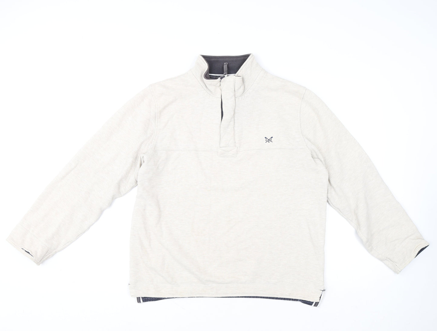 Crew Clothing Company Men's Beige 1/4 Zip High Neck Sweatshirt M