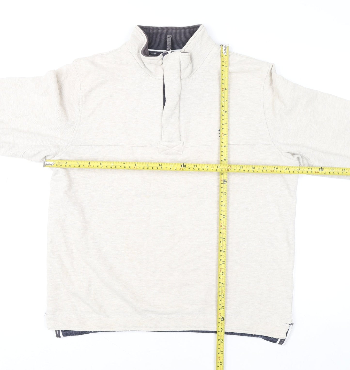 Crew Clothing Company Men's Beige 1/4 Zip High Neck Sweatshirt M