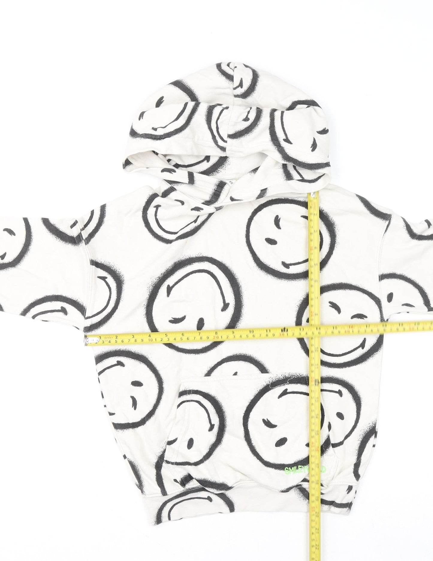 H&M SmileyWorld Boys White Hoodie 9-10 Years Cotton Blend Graphic Print