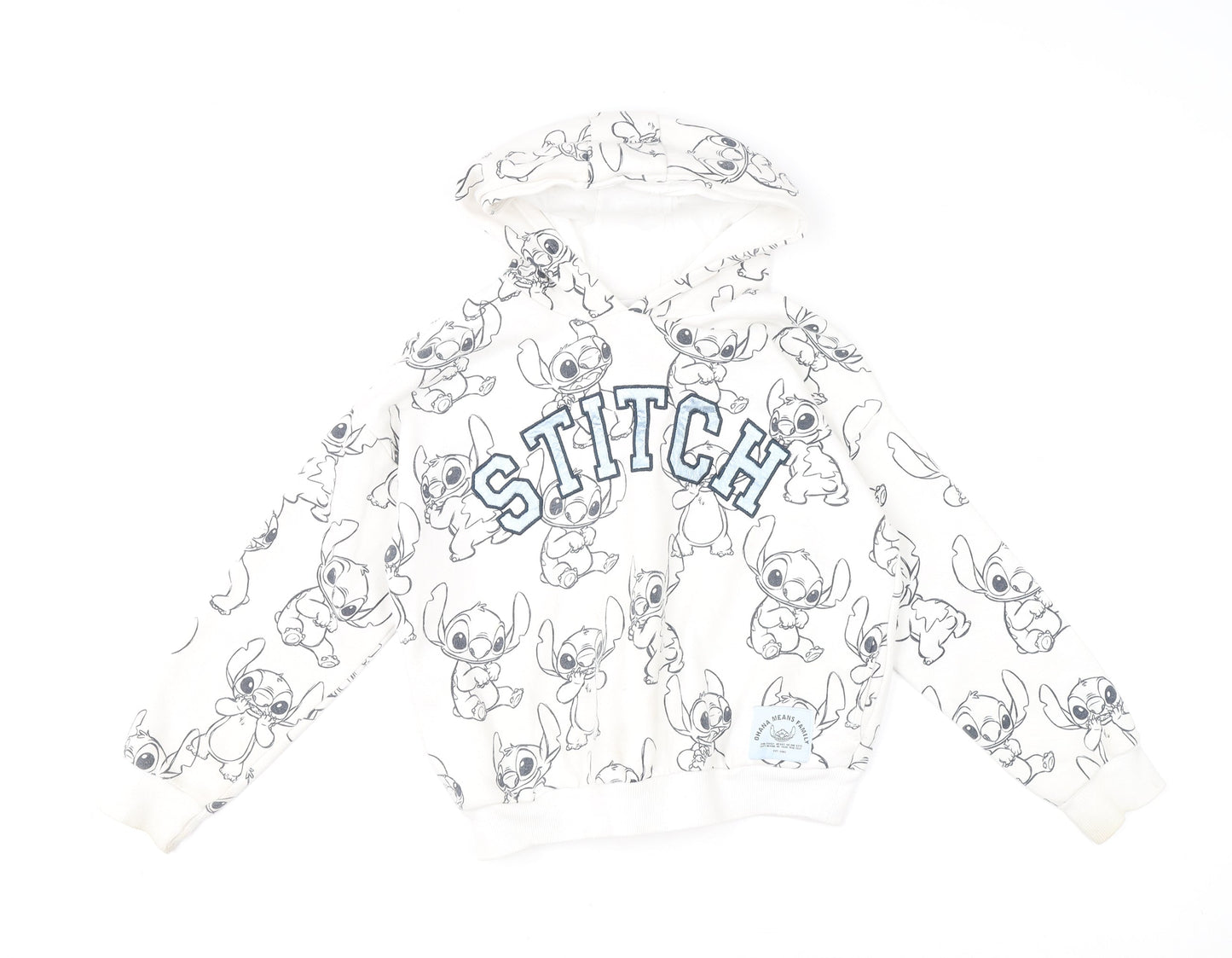 Disney Stitch Boys Ivory Hoodie 8-9 Years Pullover Graphic Print George