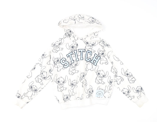 Disney Stitch Boys Ivory Hoodie 8-9 Years Pullover Graphic Print George