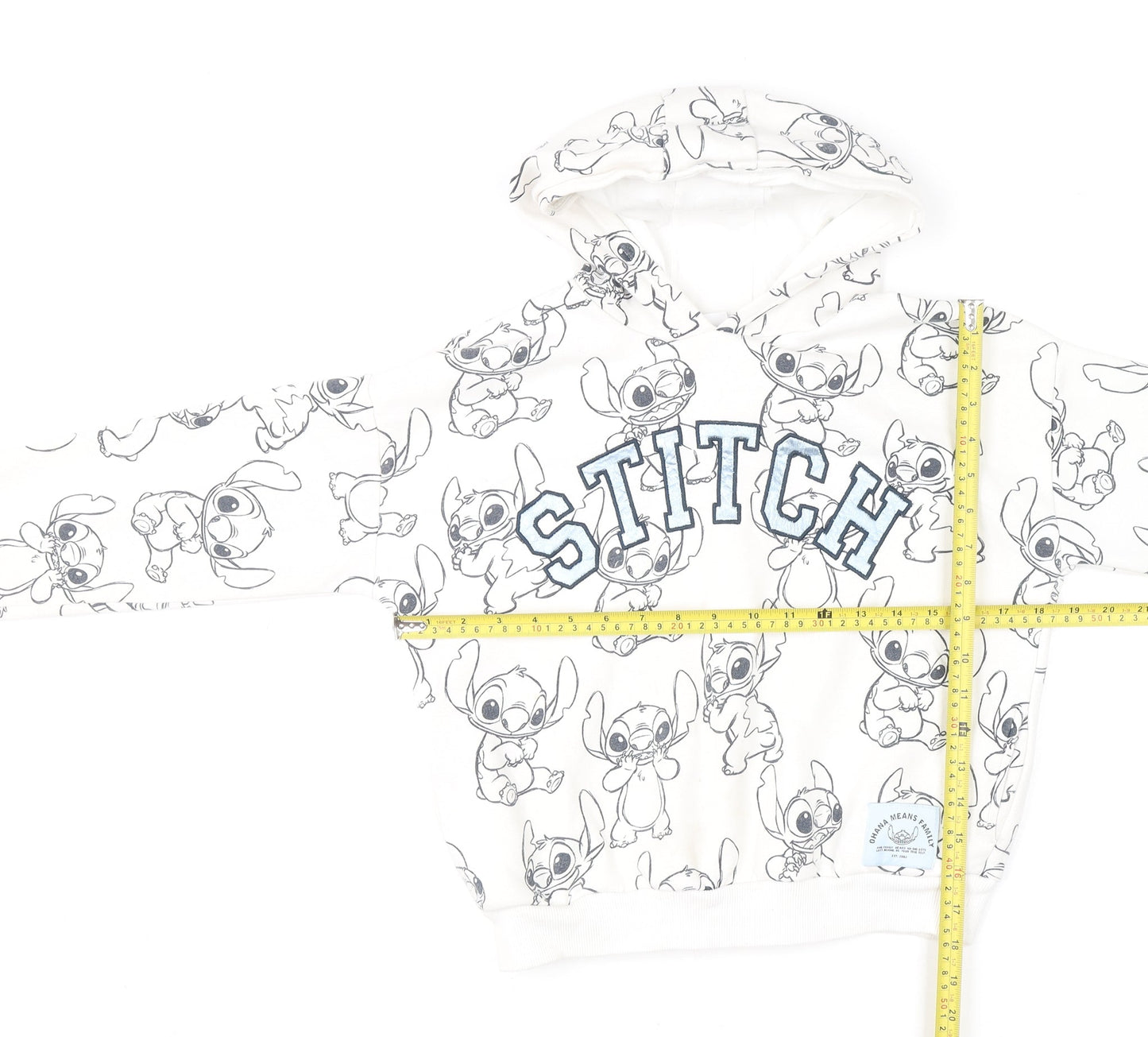 Disney Stitch Boys Ivory Hoodie 8-9 Years Pullover Graphic Print George