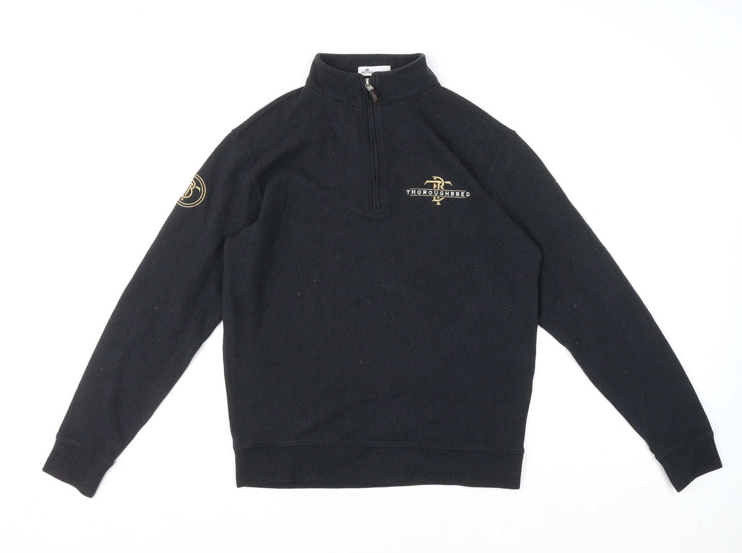 Peter Millar Men's Black S 1/4 Zip Mock Neck Sweatshirt