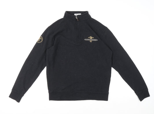 Peter Millar Men's Black S 1/4 Zip Mock Neck Sweatshirt