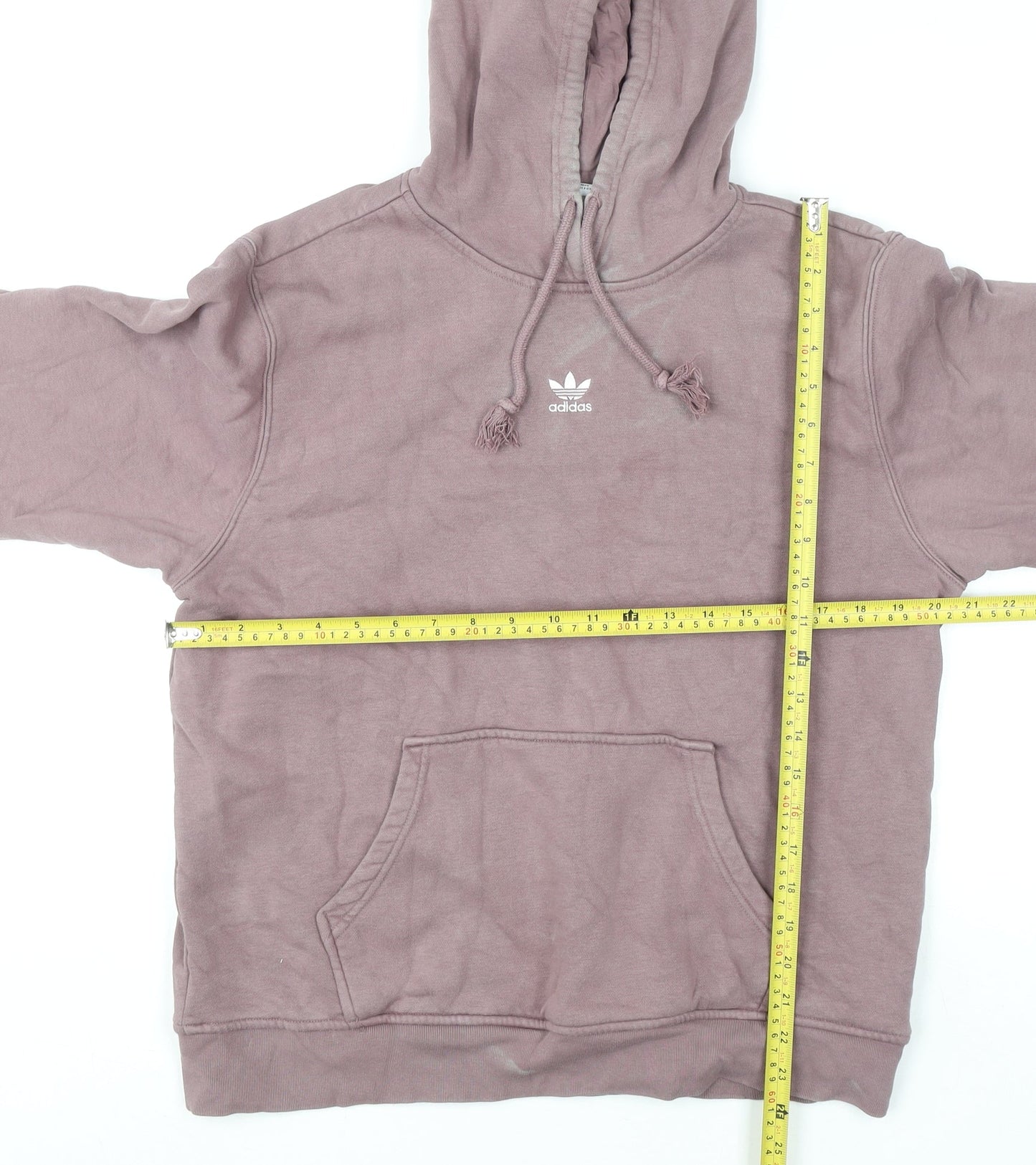 Adidas Mens Brown Pullover Hoodie Size L Logo Fleece Sweatshirt
