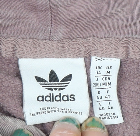 Adidas Mens Brown Pullover Hoodie Size L Logo Fleece Sweatshirt