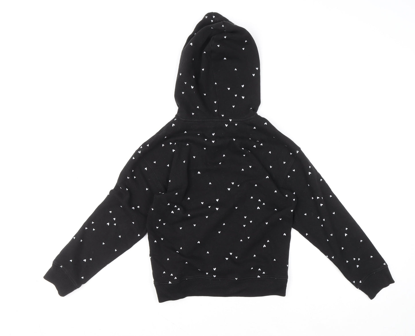 Wonder Nation Girls Black Heart Print Pullover Hoodie Size 10-12 Years