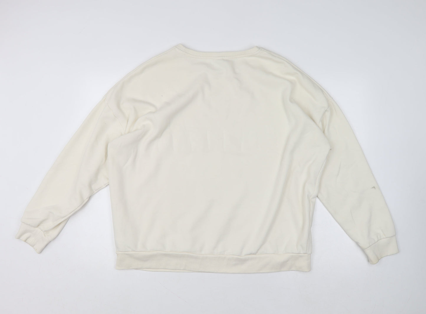 Disney Women Ivory Sweatshirt L Mickey Minnie Tinkerbell Pullover