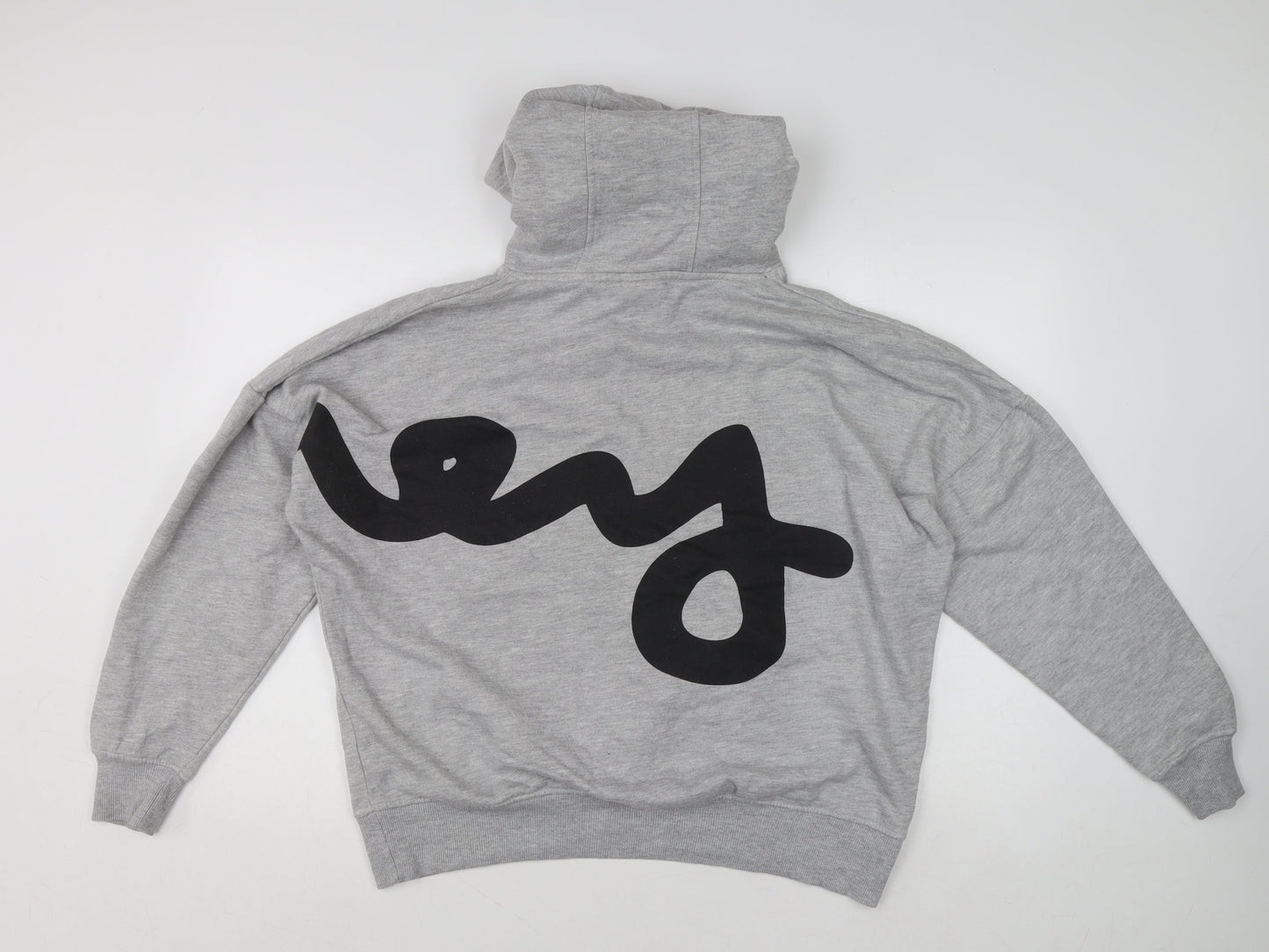 Money Women's Grey Graphic Hooded Pullover Hoodie Size 12
