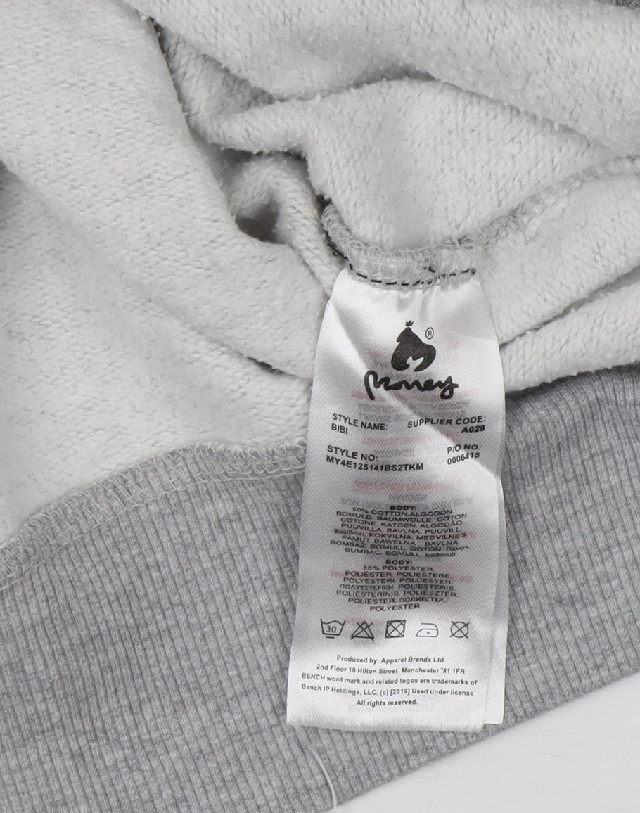 Money Women's Grey Graphic Hooded Pullover Hoodie Size 12