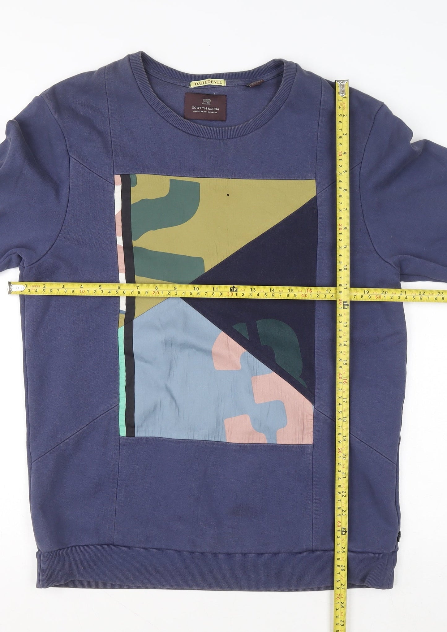 Scotch & Soda Men Blue XL Crew Neck Graphic Sweatshirt Classic Style
